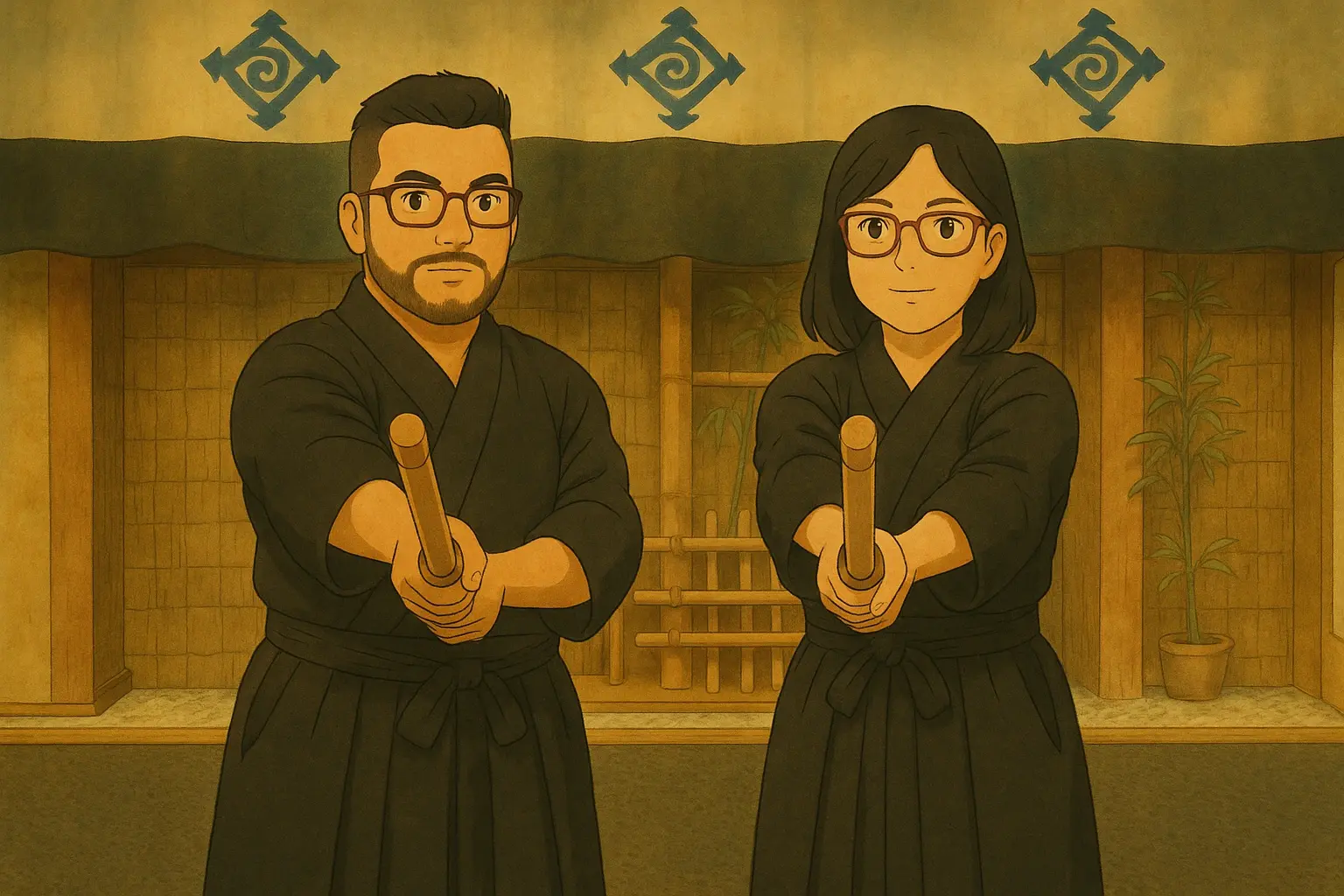 Anime  style: training Kendo with my fiancee