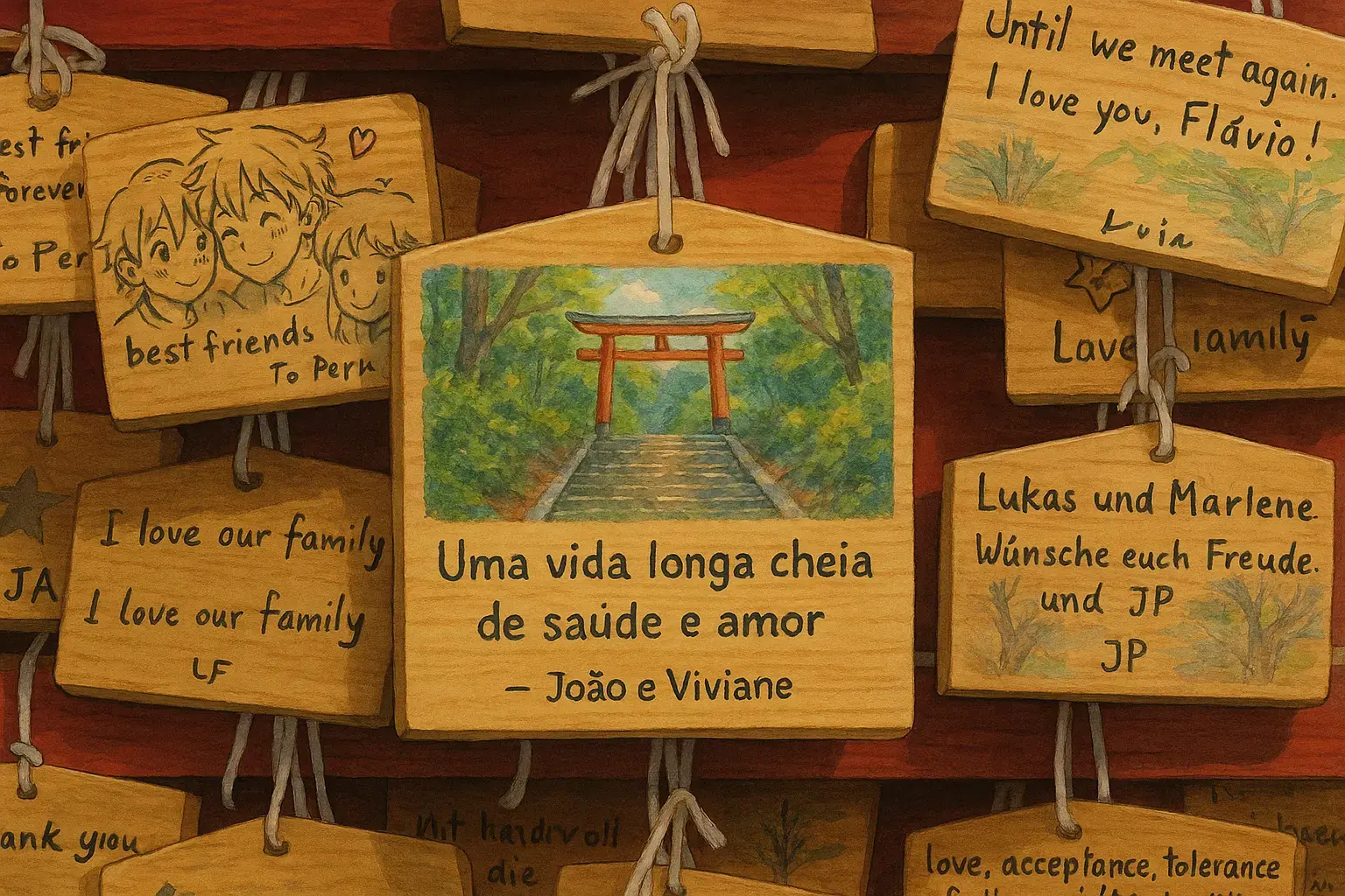 Anime Style: A shrine fortune plate (ema) written: 