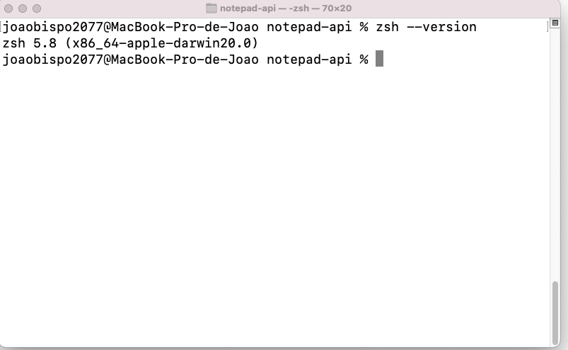 Versão do ZSH: zsh 5.8 (x86_64-apple-darwin20.0)