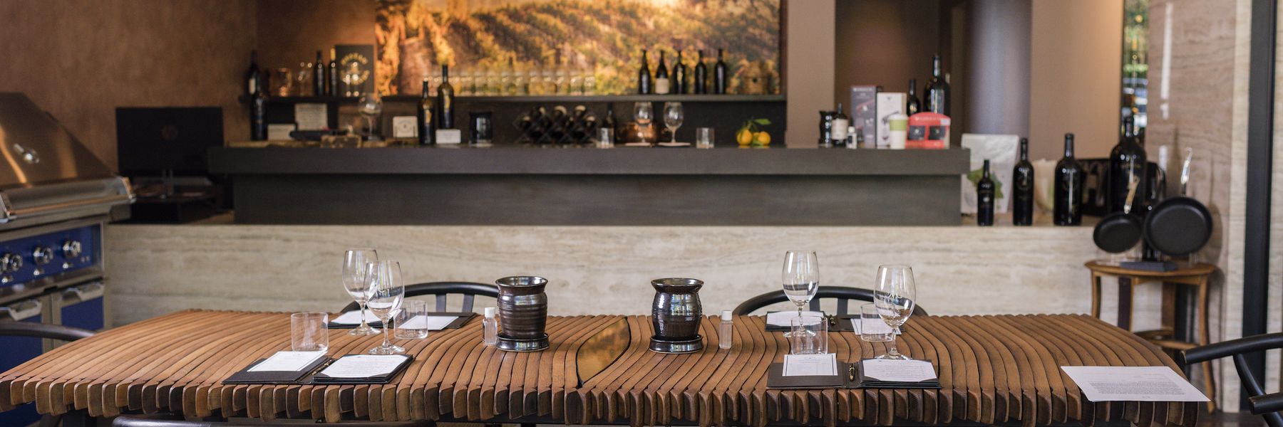 A table setup for a tasting at the tasting salon