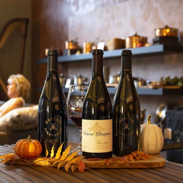 Hestan Vineyards bottle in the tasting salon.