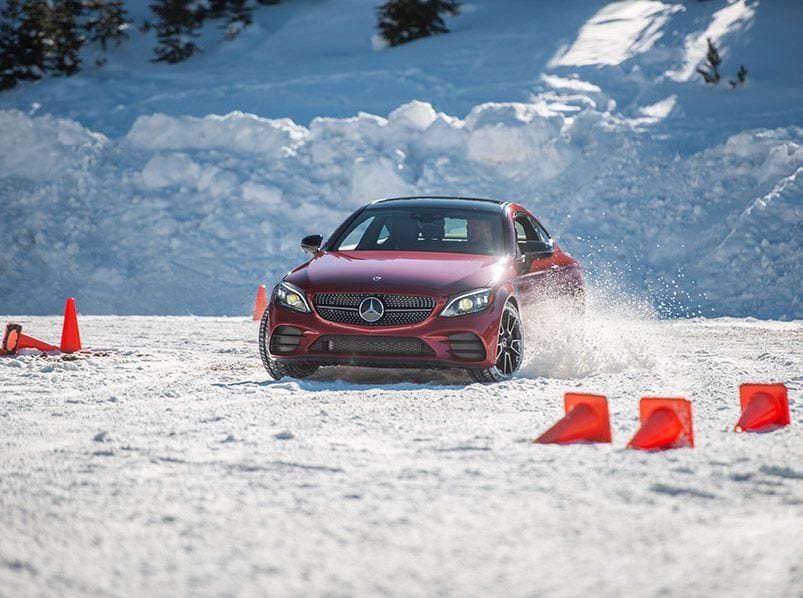 2019 Mercedes Benz C300 ice drive hero ・  Photo by Corey Davis