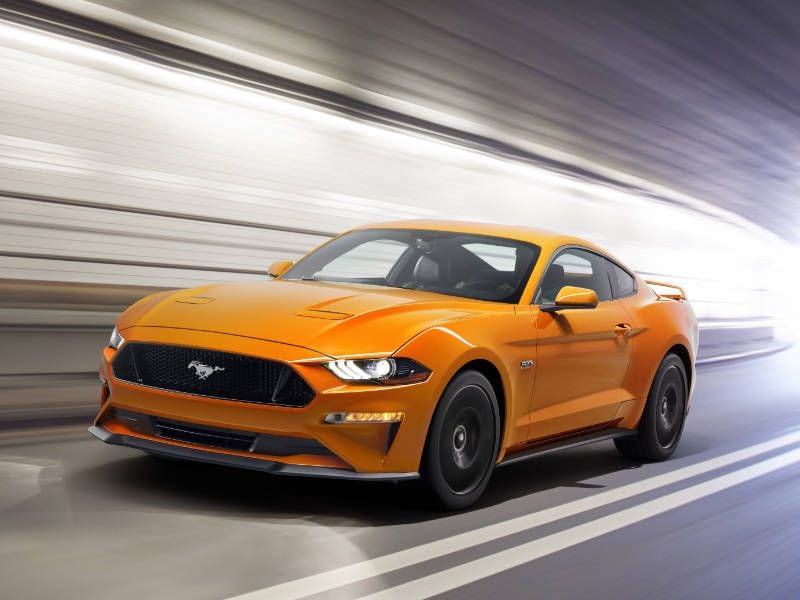 2018 Ford Mustang GT coupe front three quarter tunnel ・  Photo by Ford 