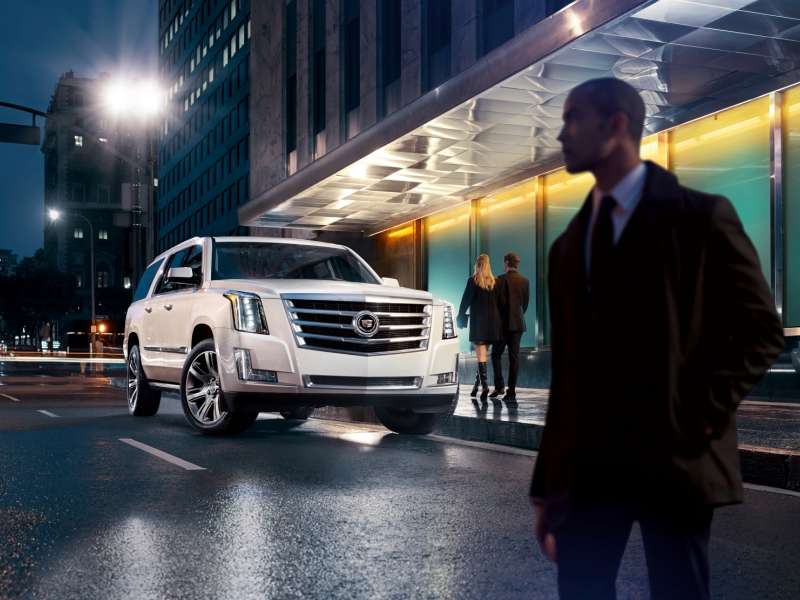 White Cadillac Escalade Martin Davis, manager of Exterior Lighting Design 