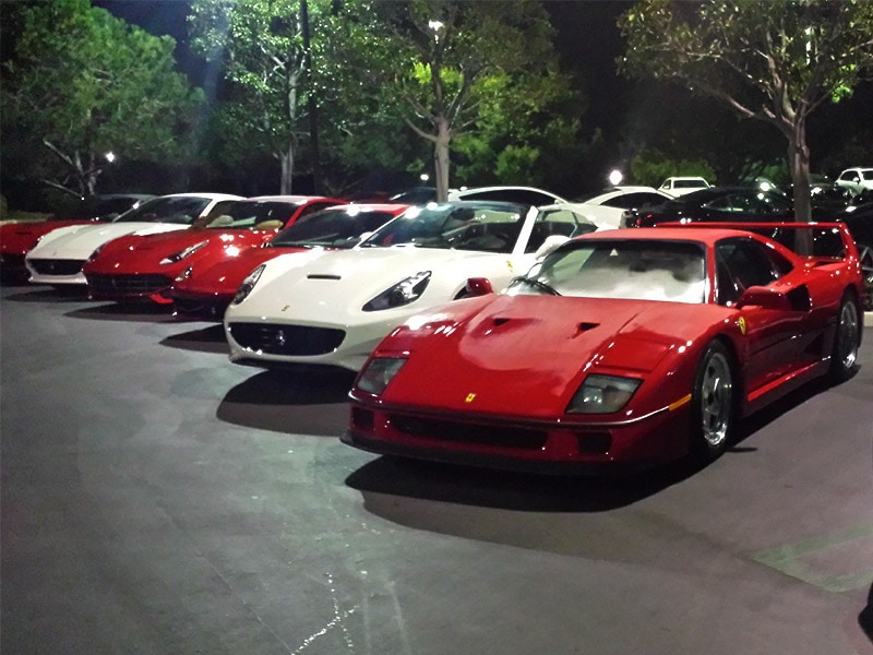 1990 Red Ferrari F40 Classic 80s Halo Car Newport Beach Customer Appreciation Dinner 