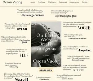 Screen Shot of Ocean Vuong website