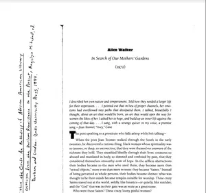 screen shot of essay with handwritten notes on the left