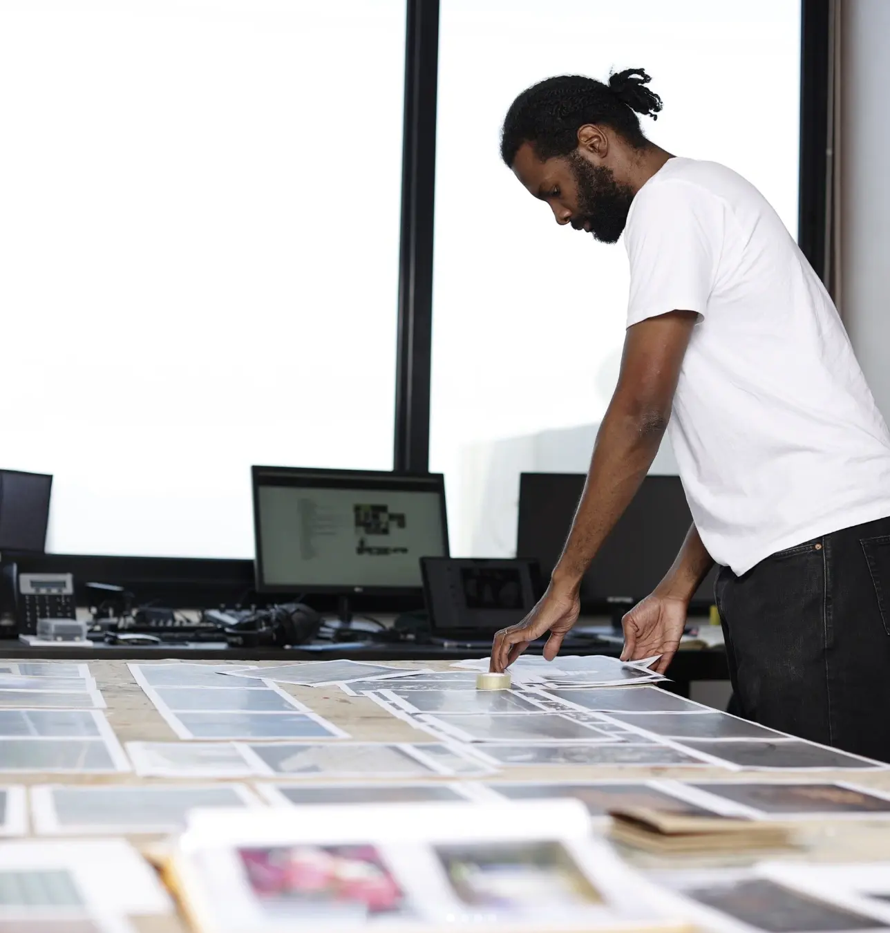 photo of Timothy Yanick Hunter working in their studio