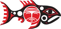  Chinook Indian Nation black and red fish logo