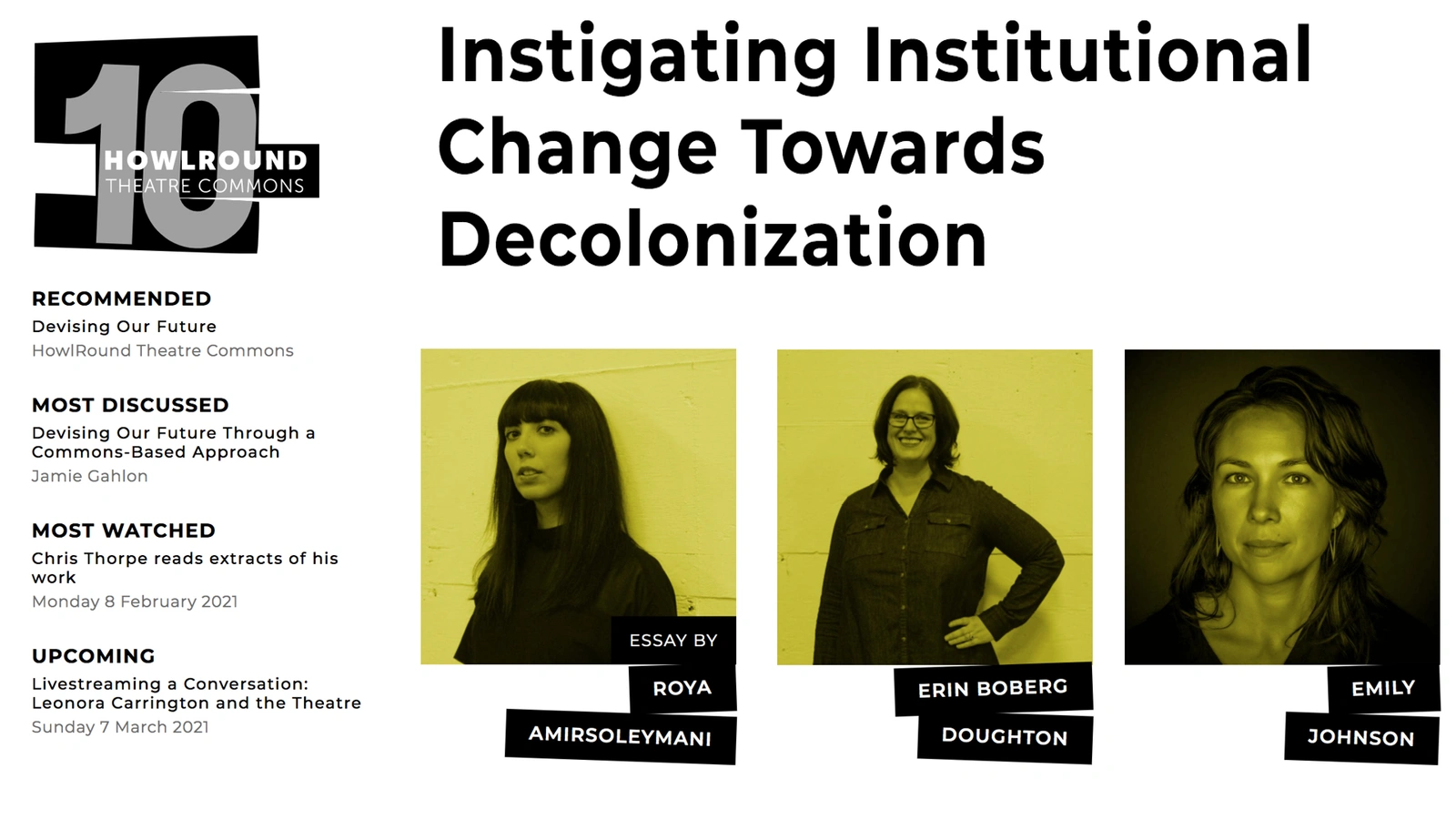 Instigating Institutional Change Towards Decolonization