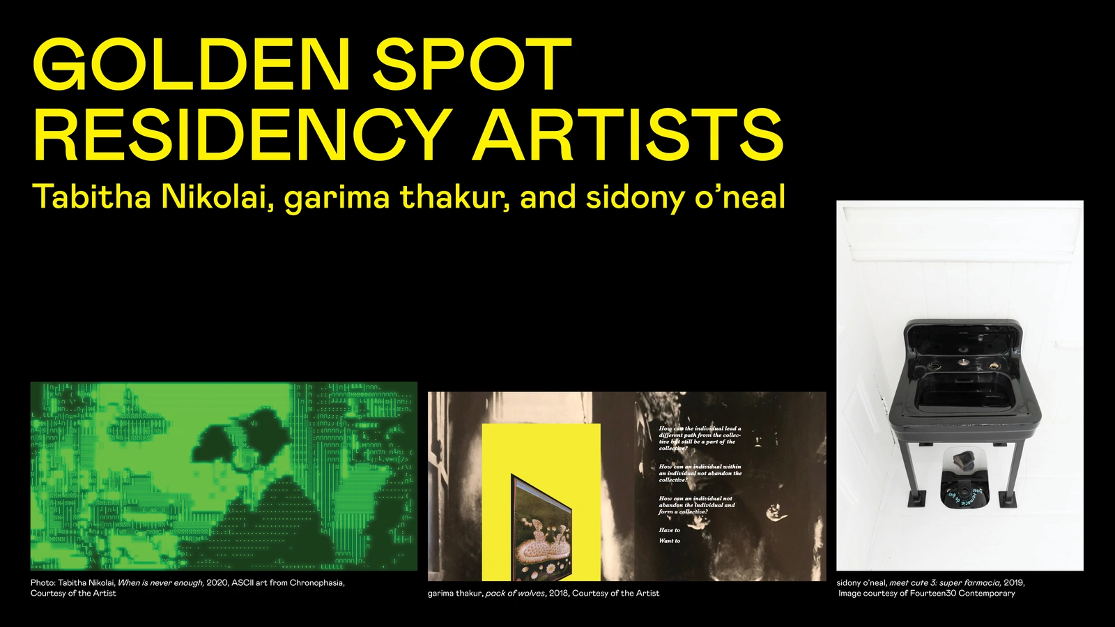 PICA Announces 2020/2021 Golden Spot Residency recipients sidony o’neal, Tabitha Nikolai, and garima thakur