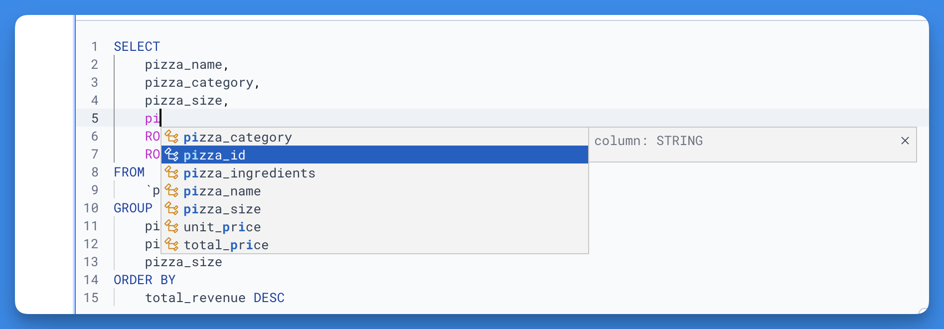 SQL Autocomplete