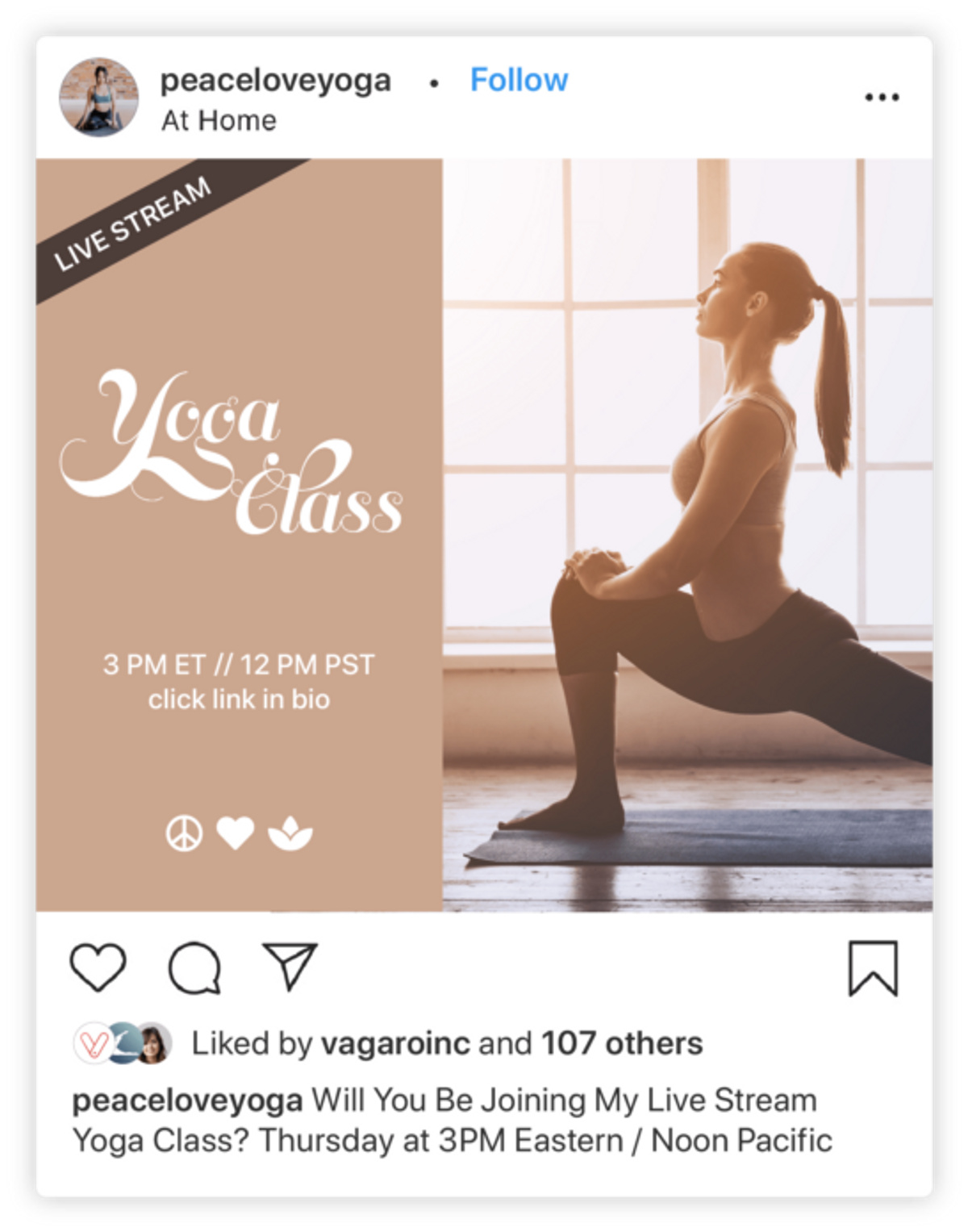 Instagram Live Will You Be Joining My Live Stream Yoga Class? Thursday at 3 pm Eastern/ Noon Pacific