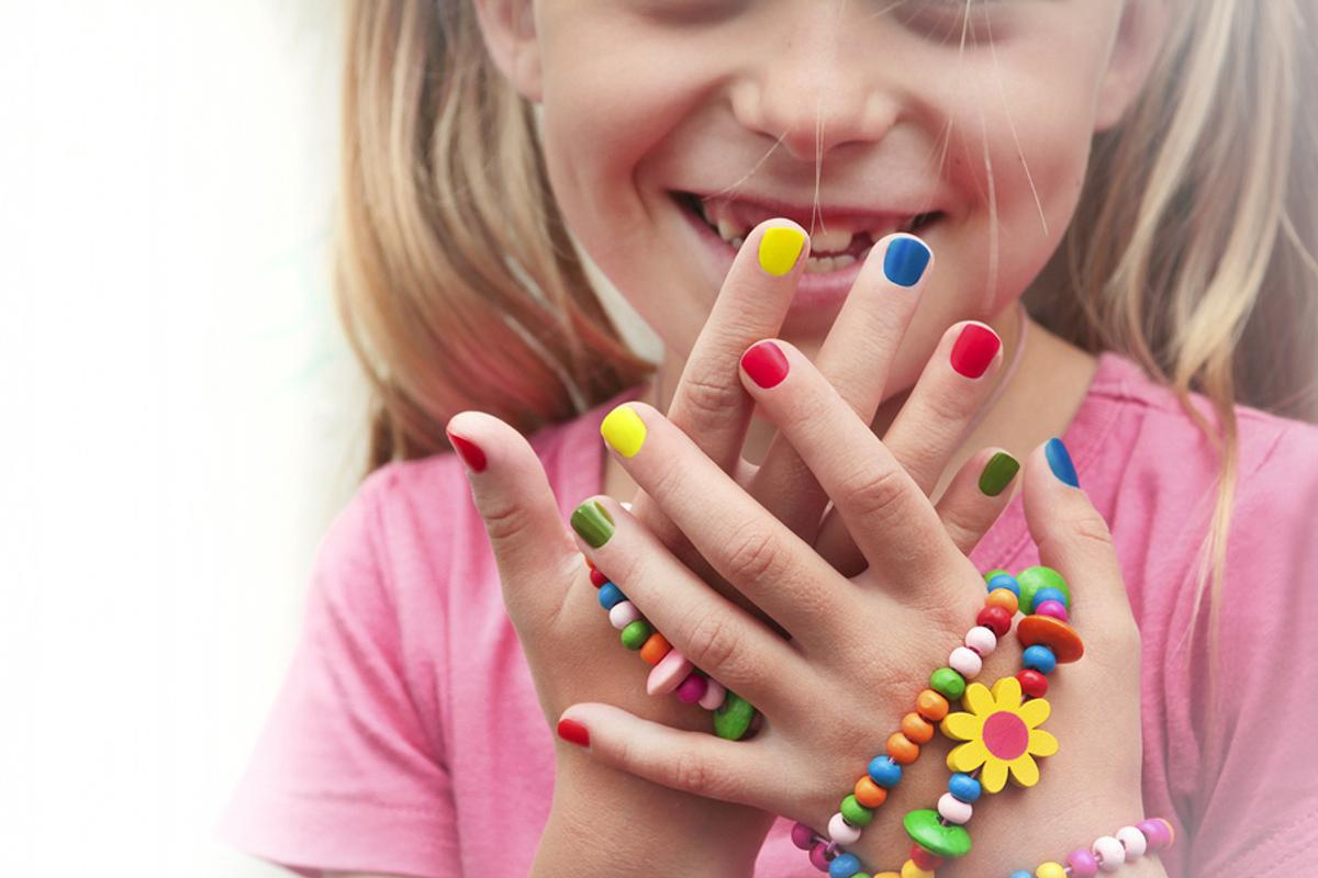 Child with painted nails