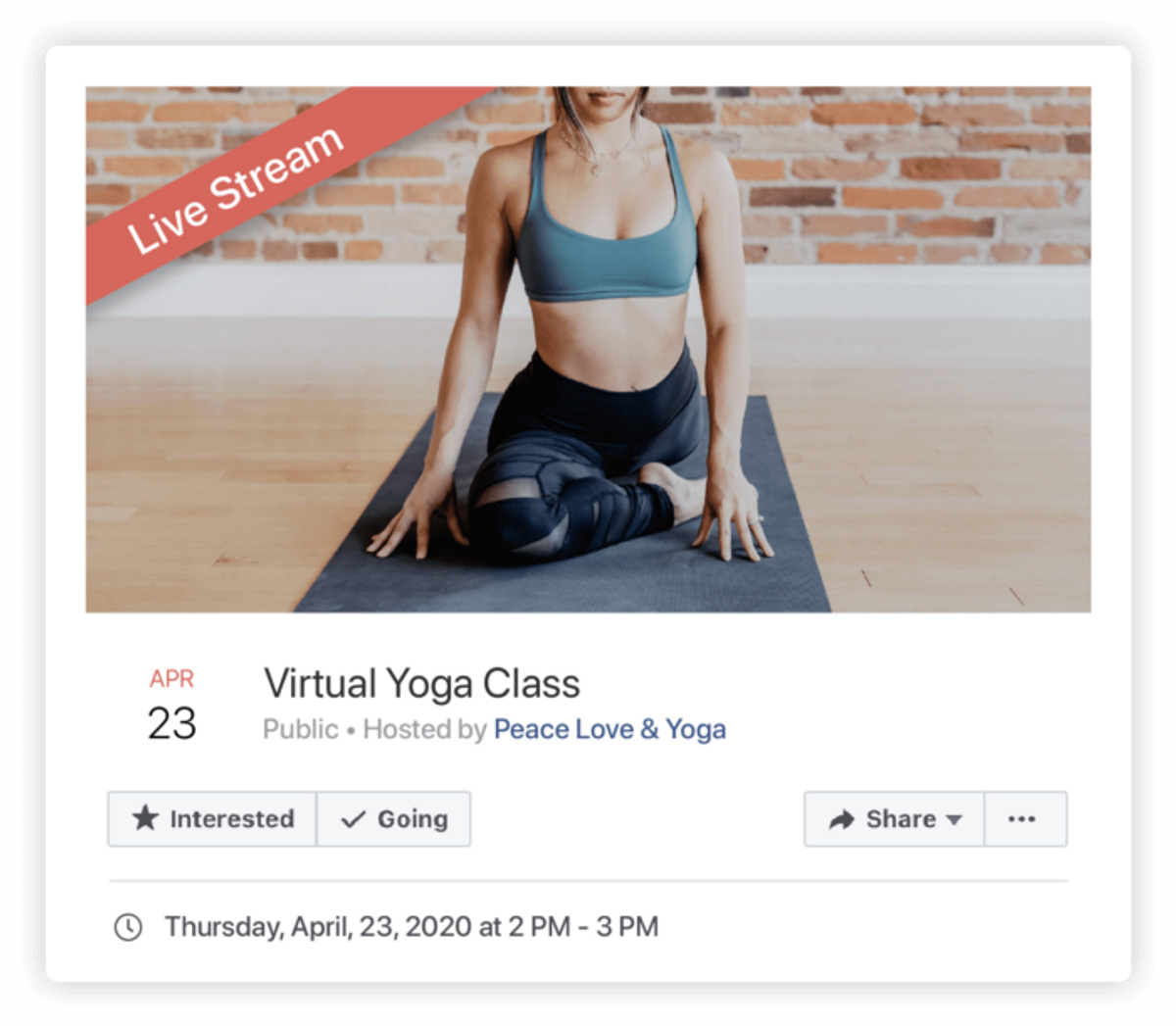 Facebook April 23 Virtual Yoga Class 
