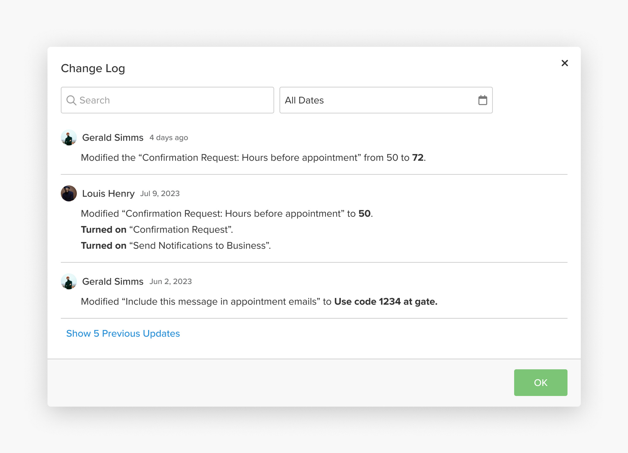 View a Change Log