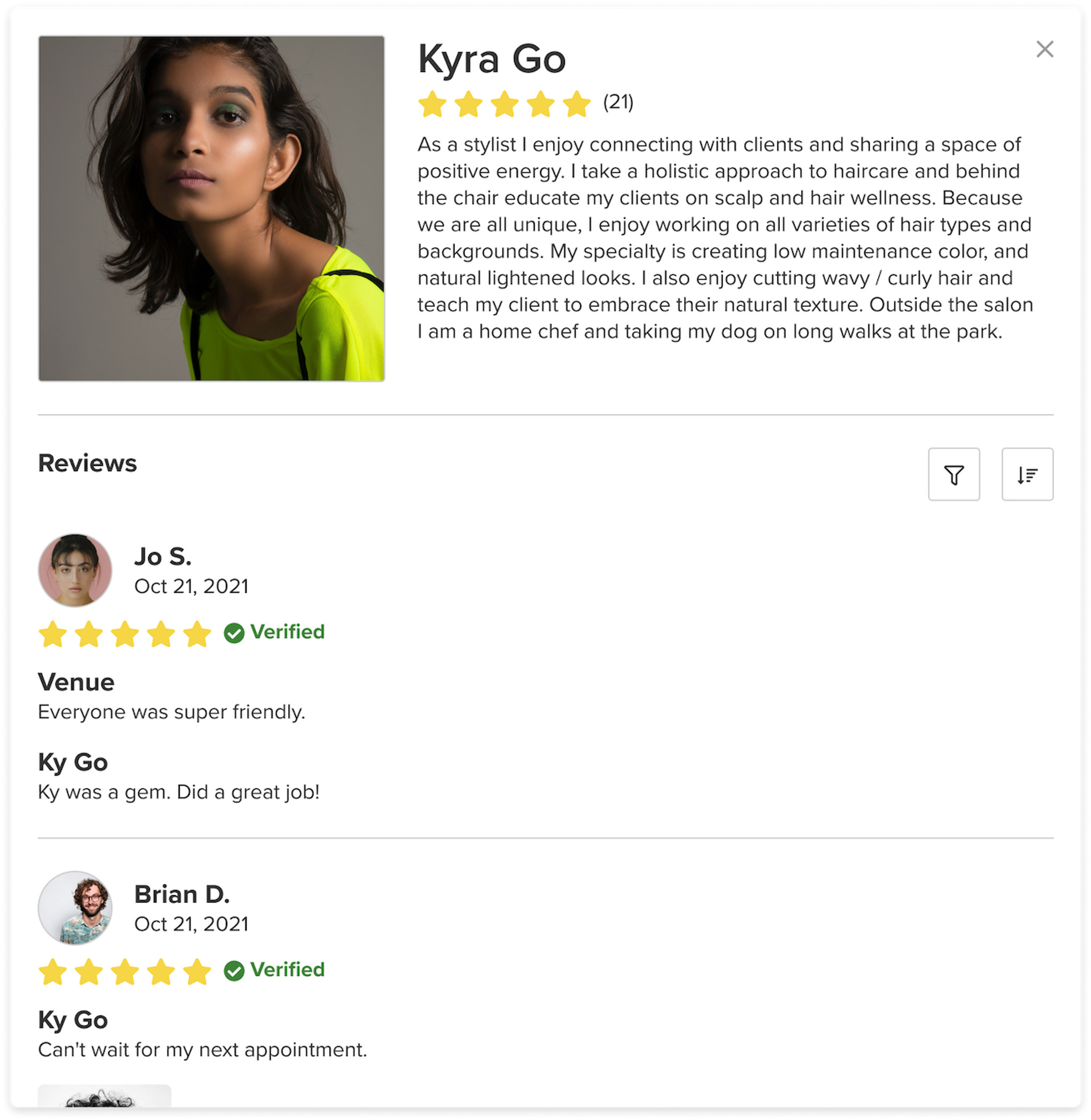 Employee Profile Popup