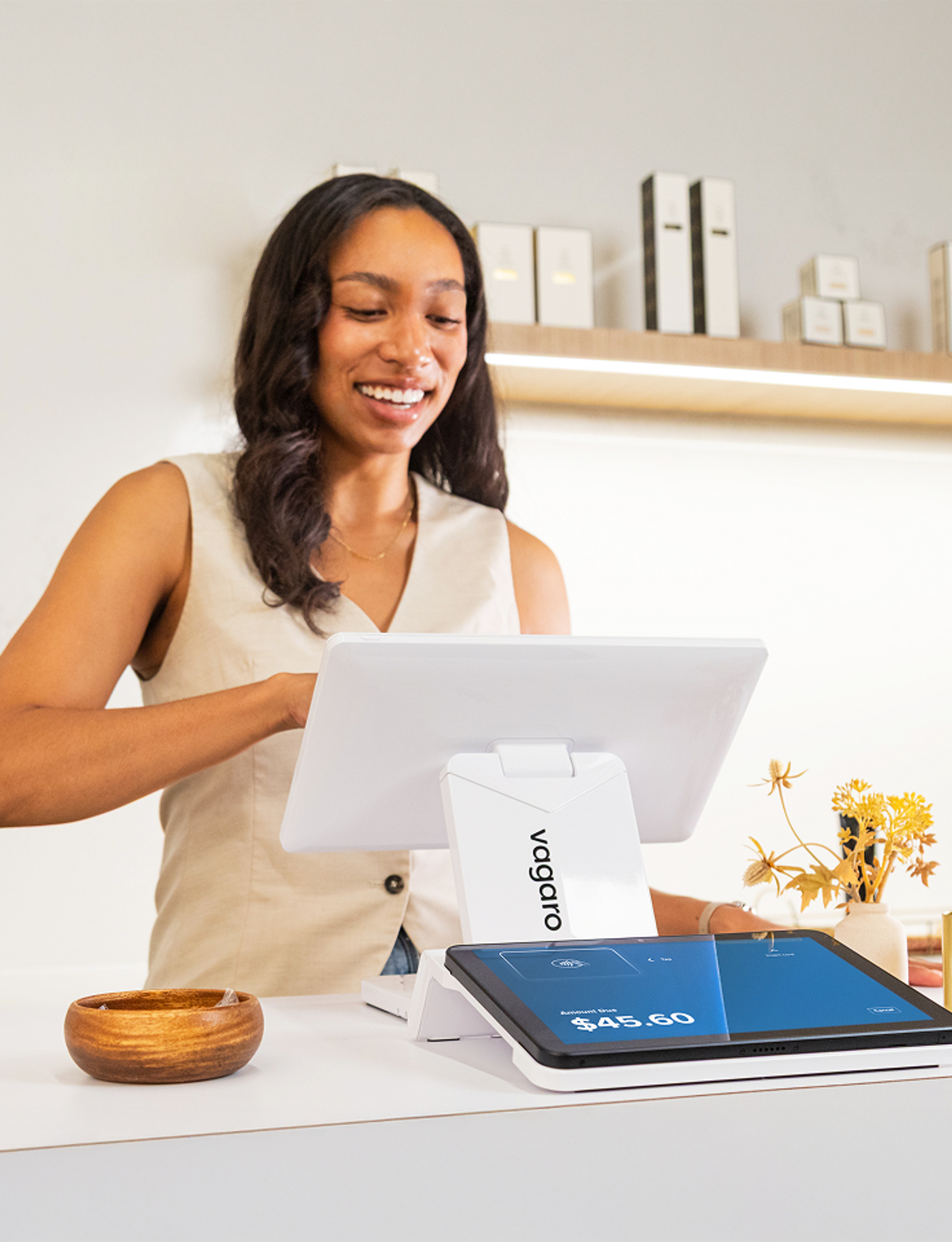 Woman paying for service