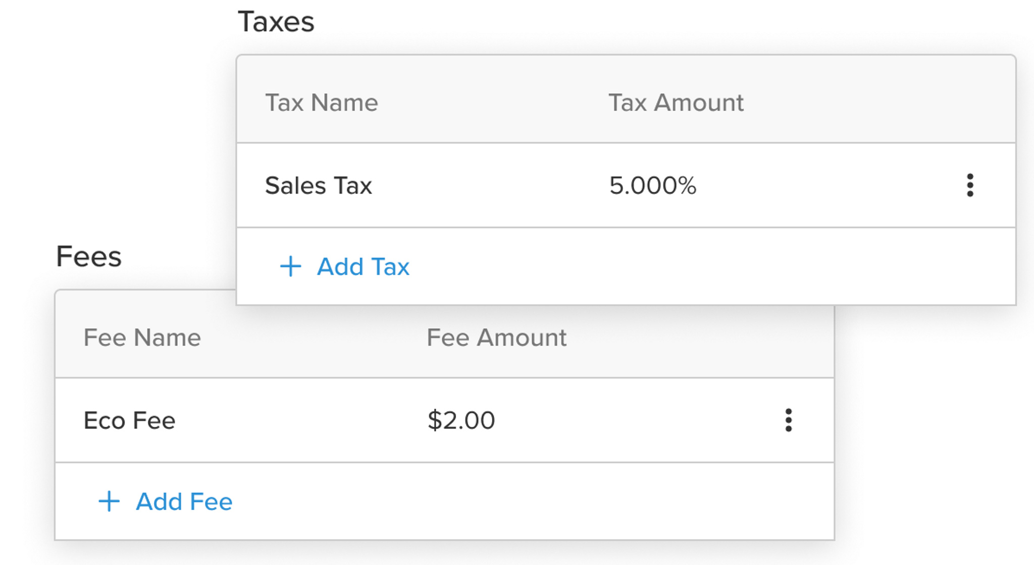 Create Tax Rates & Fees