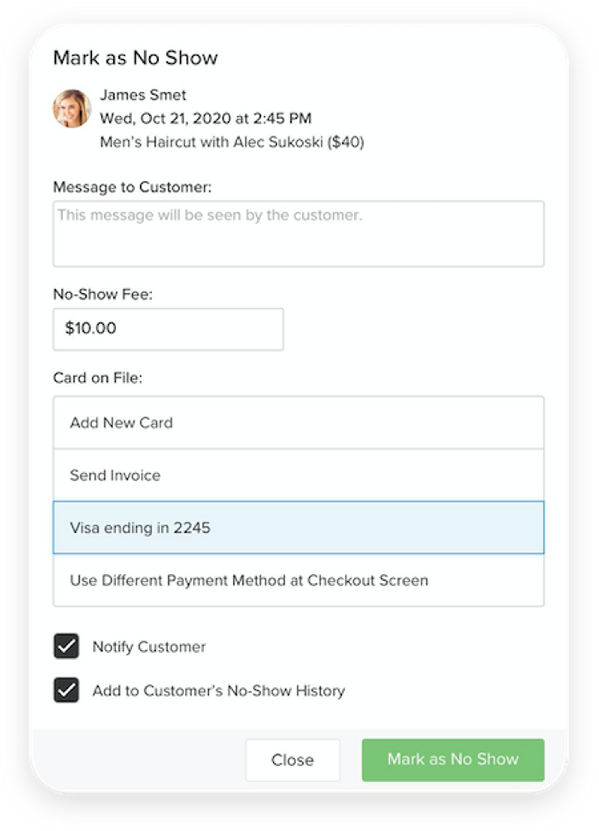 Charge Cancellation & No Show Fees