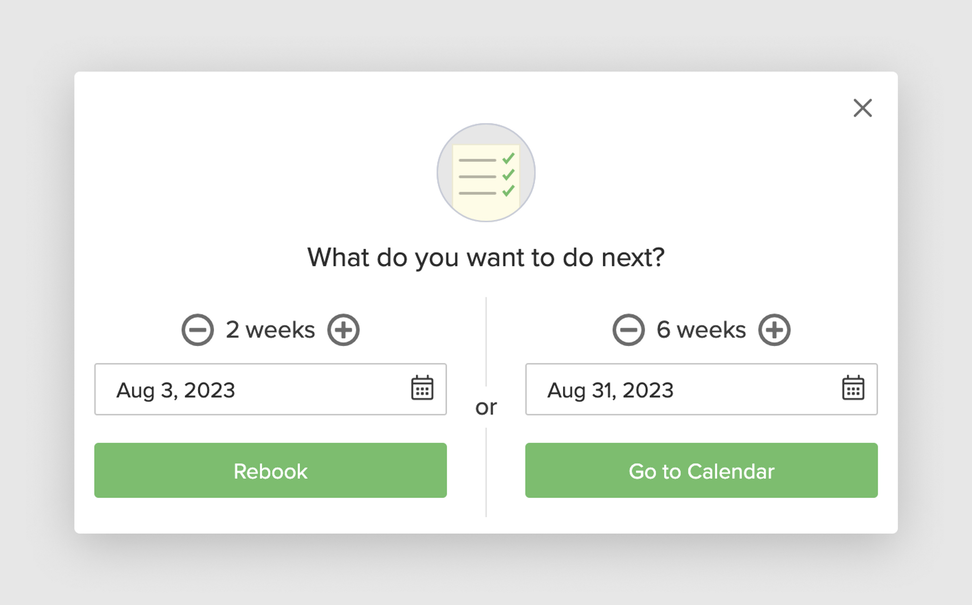 Changes to the What Do You Want to Do Next Popup