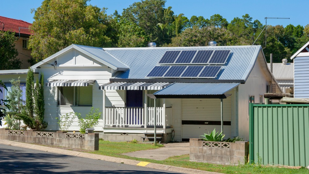 Solar panels on a small house