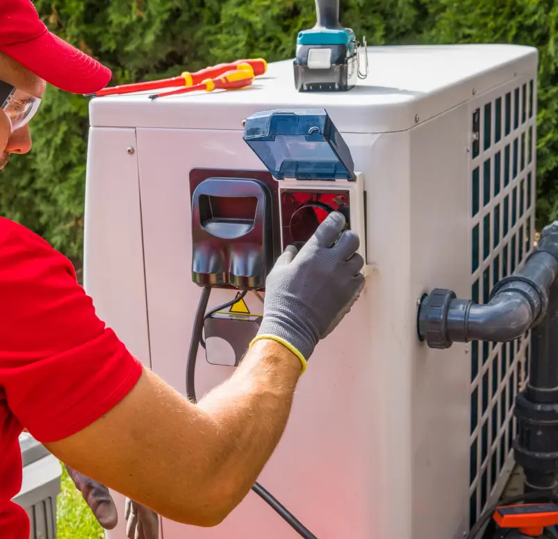 Electrician with a pool heating unit