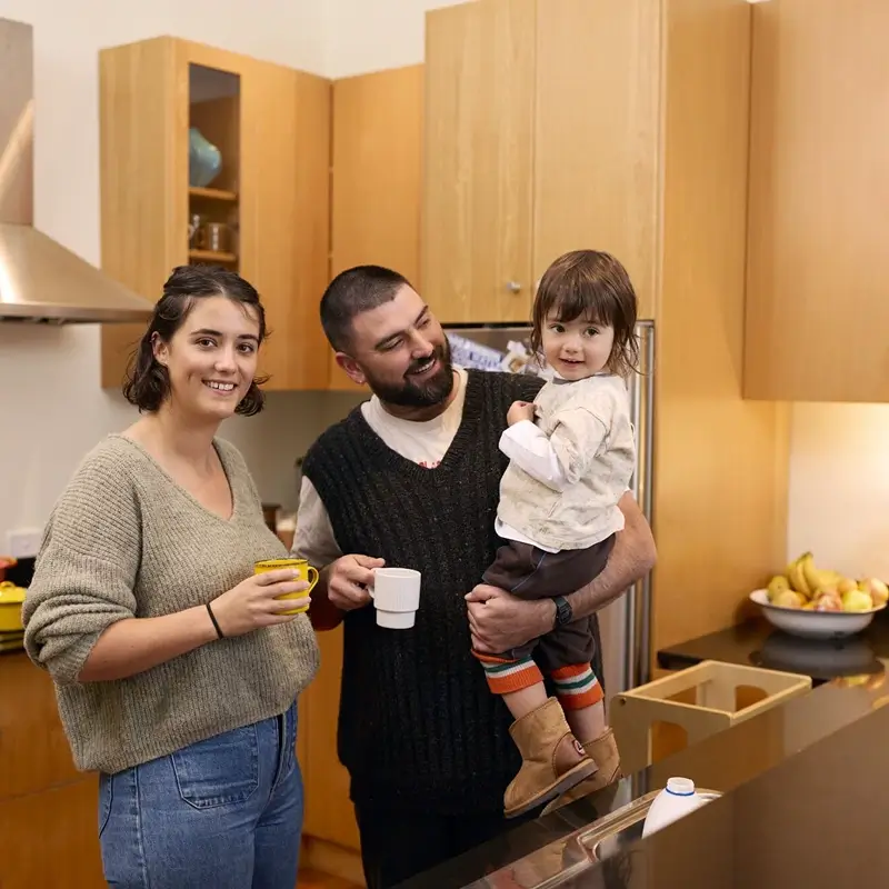 Family in kitchen