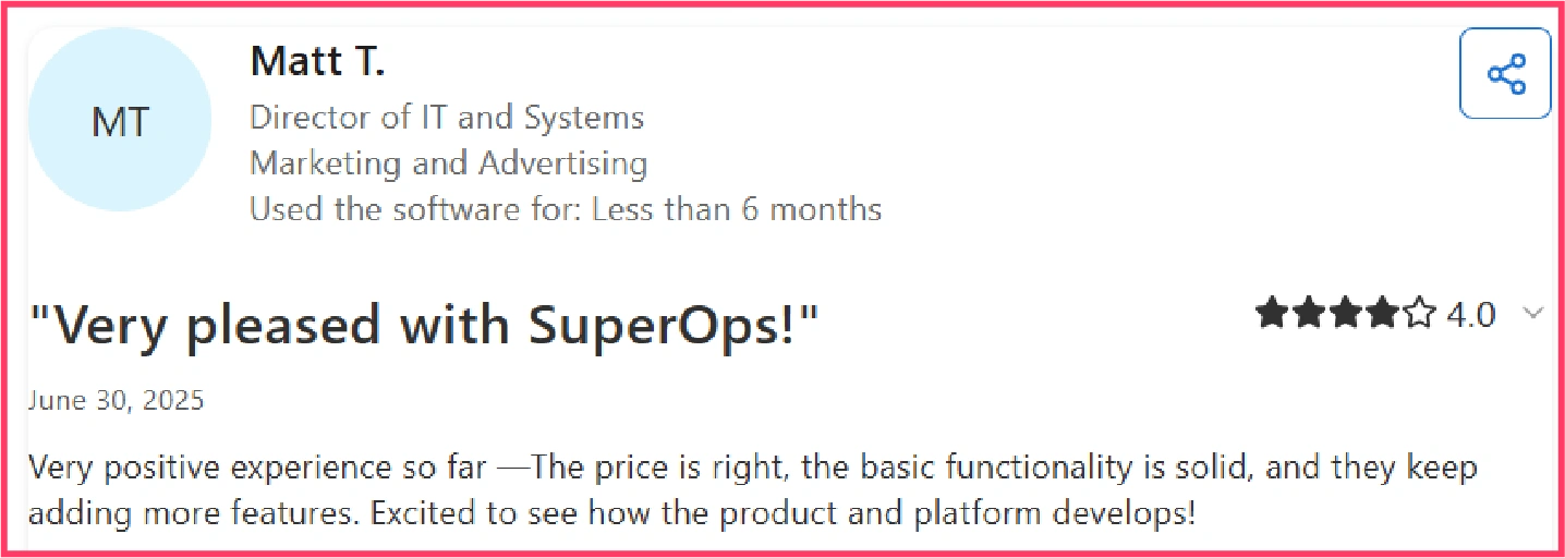 Positive customer review for superops.webp