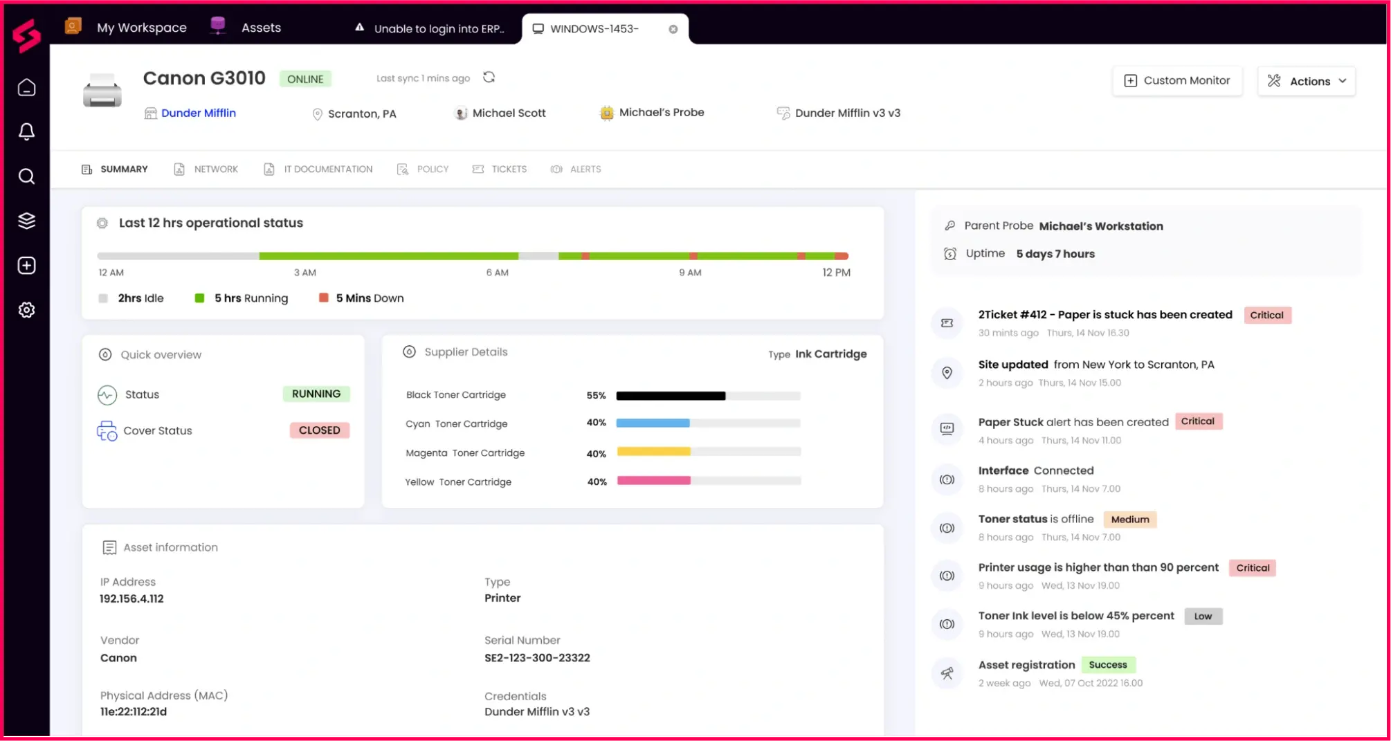 Network monitoring in SuperOps RMM software