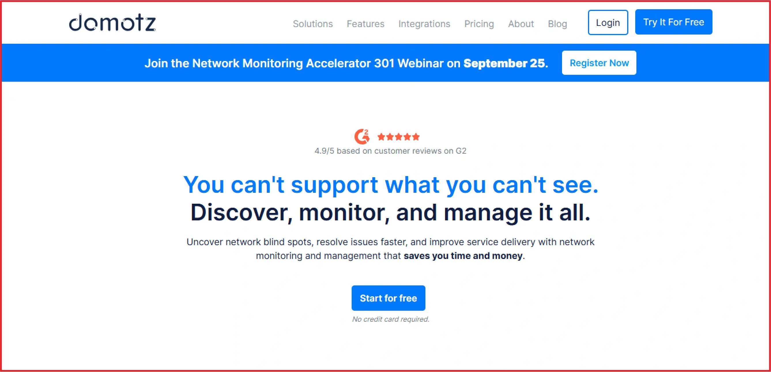 Domotz website homepage
