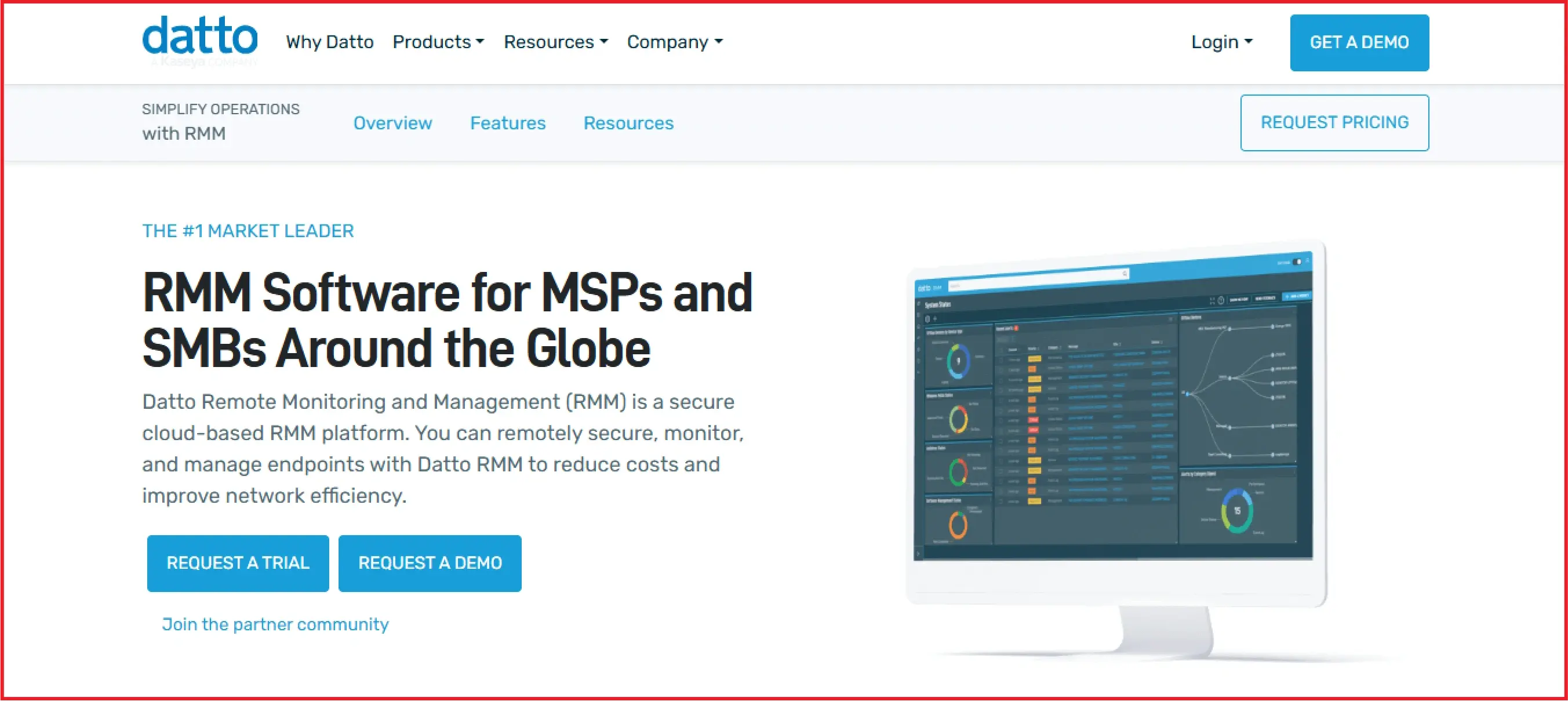 Datto RMM website homepage
