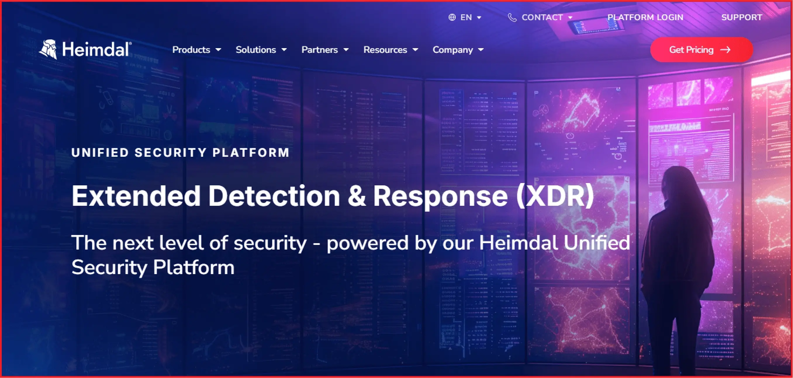 Heimdal XDR website homepage