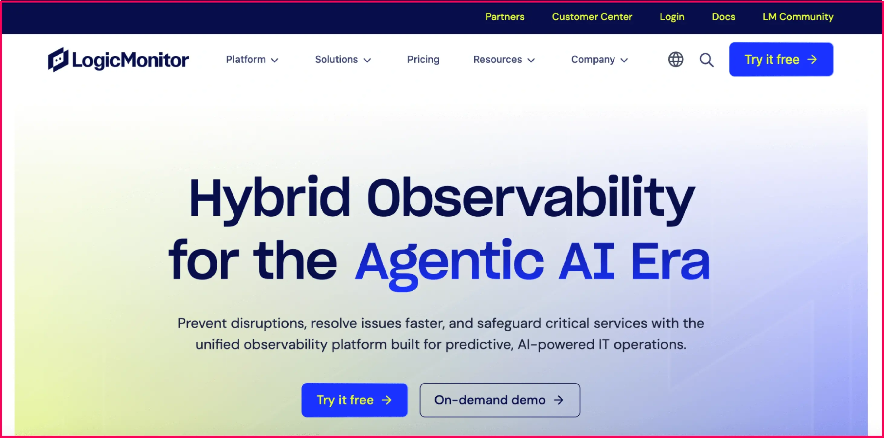 Logicmonitor website homepage