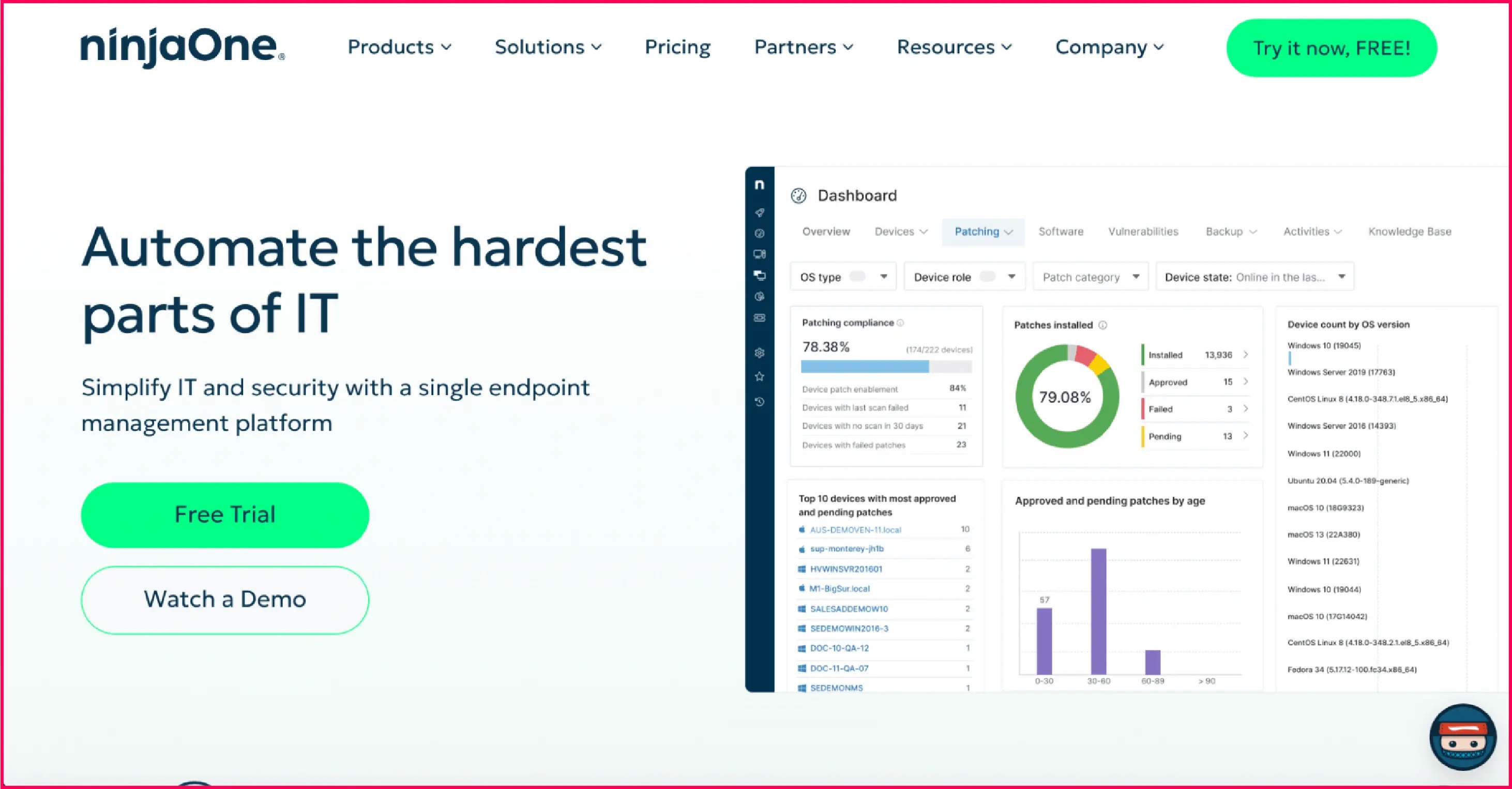 Ninjaone website homepage