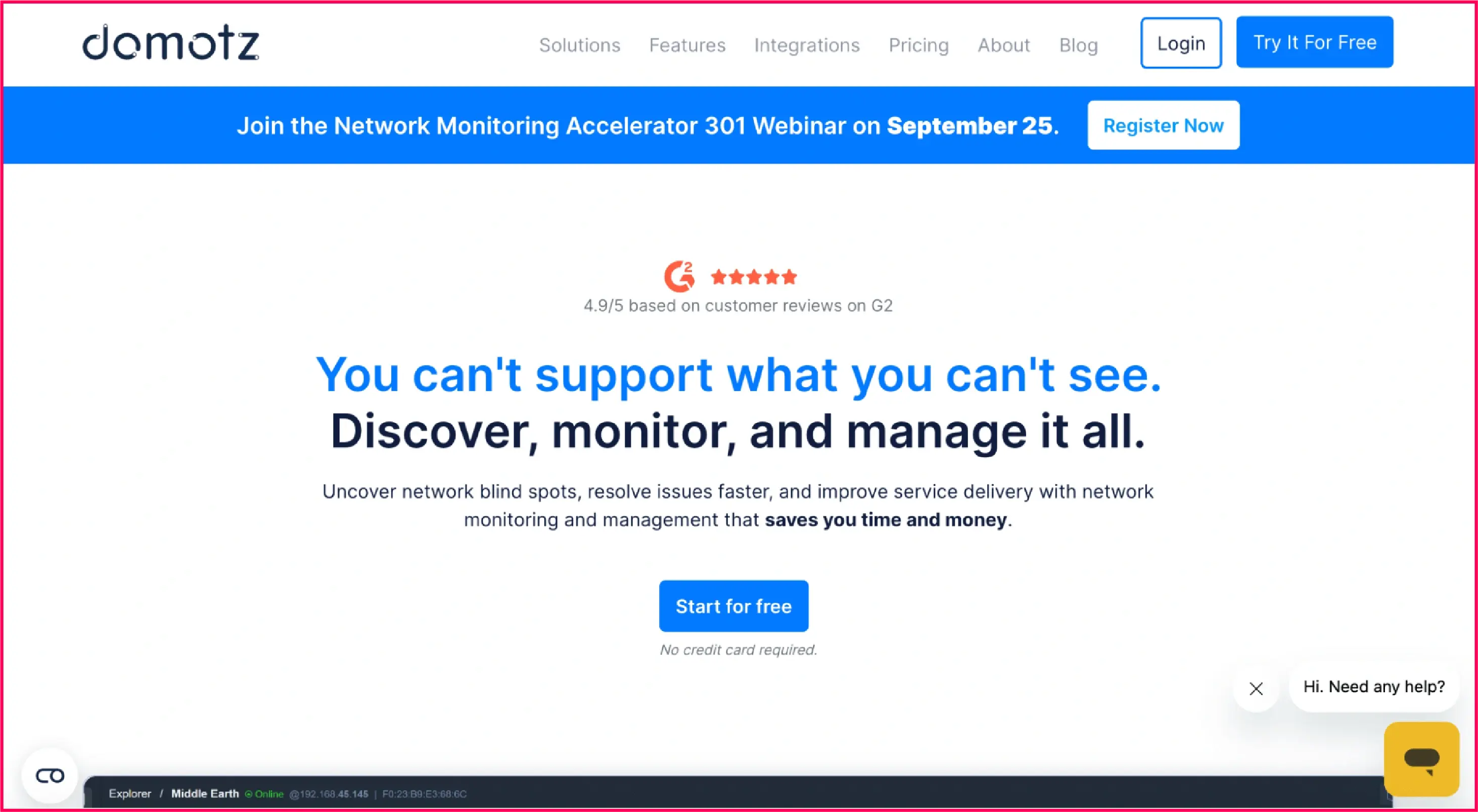 domotz website homepage