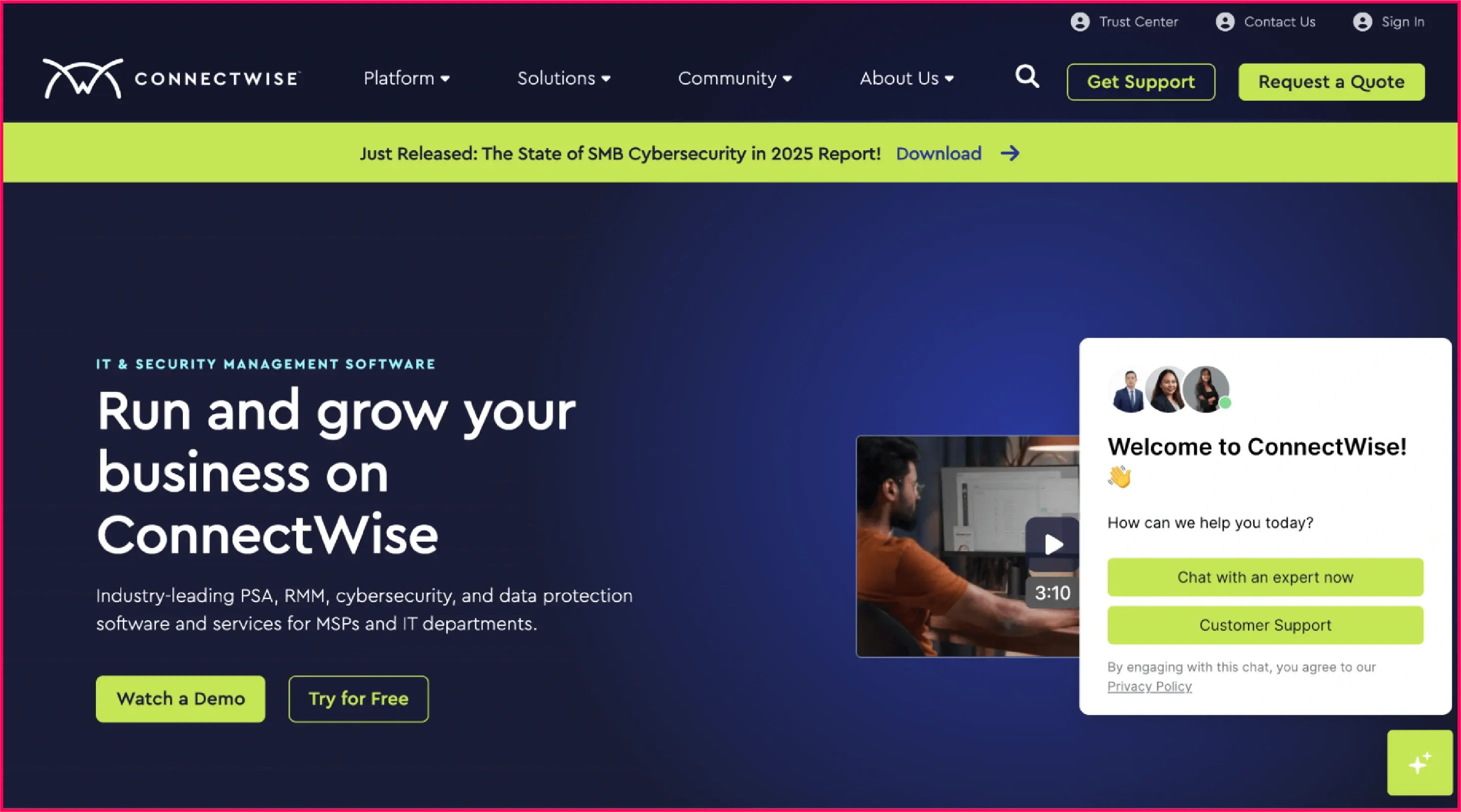 connectwise website homepage