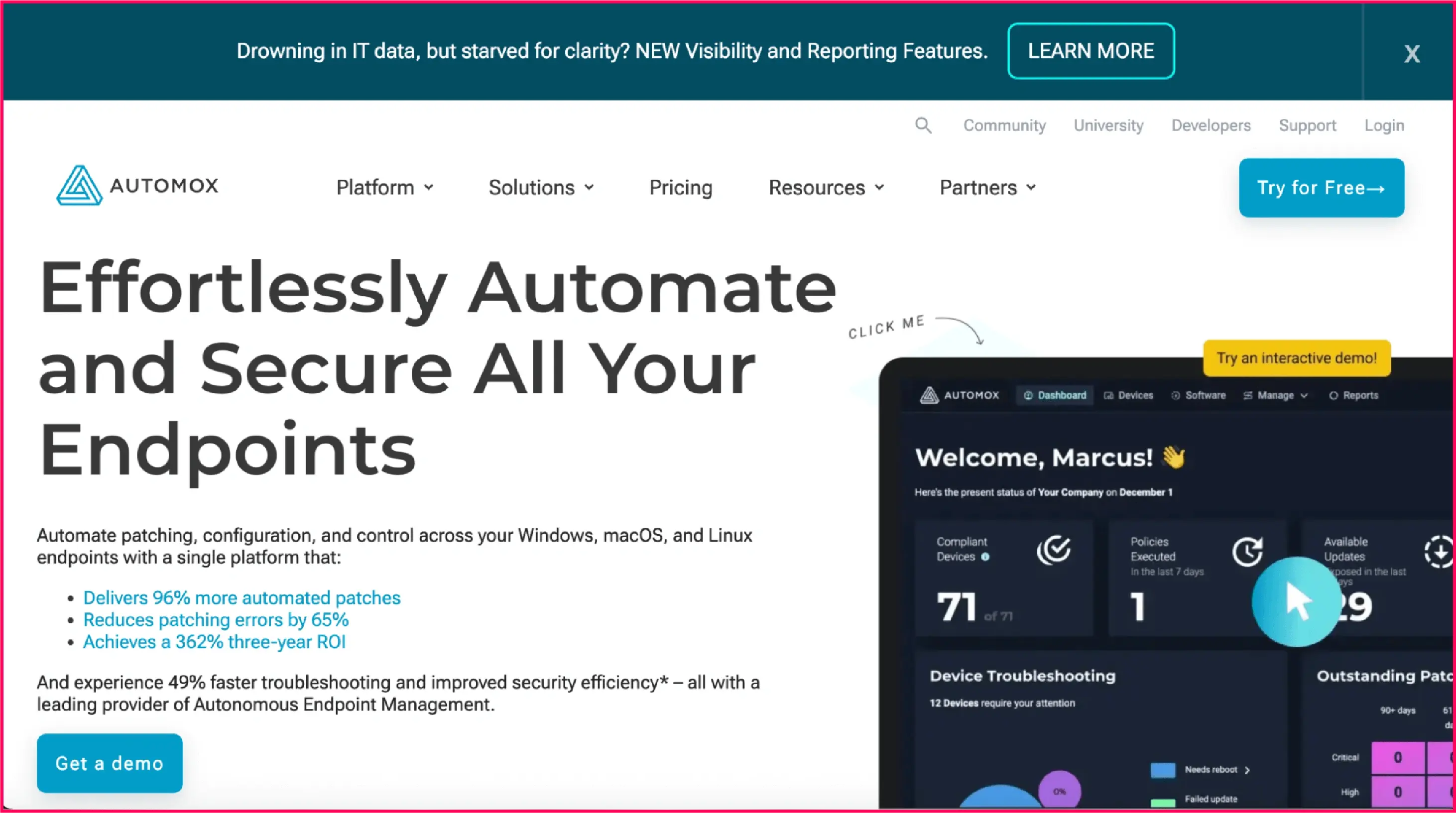 Automax website homepage