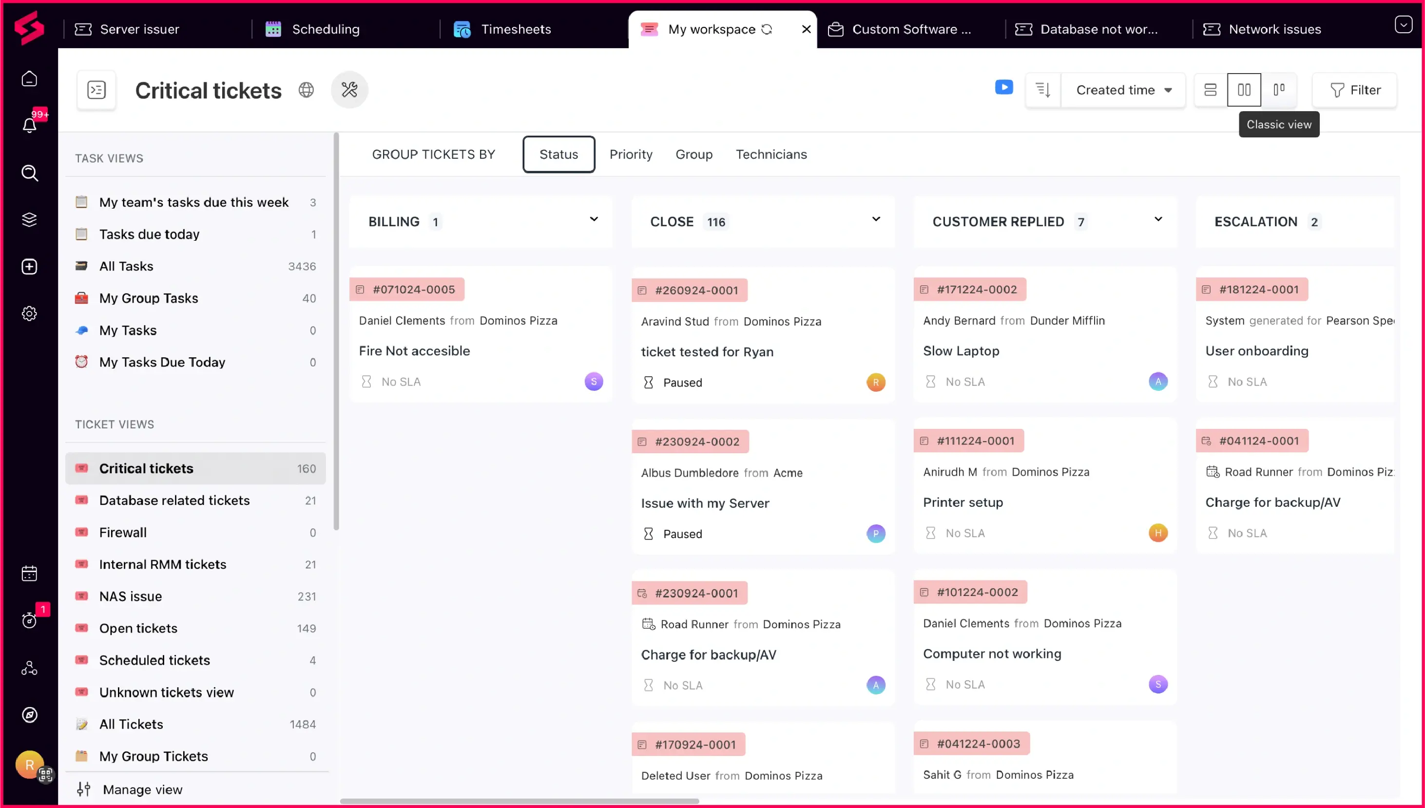 Organize and prioritize tickets with SuperOps IT ticketing system