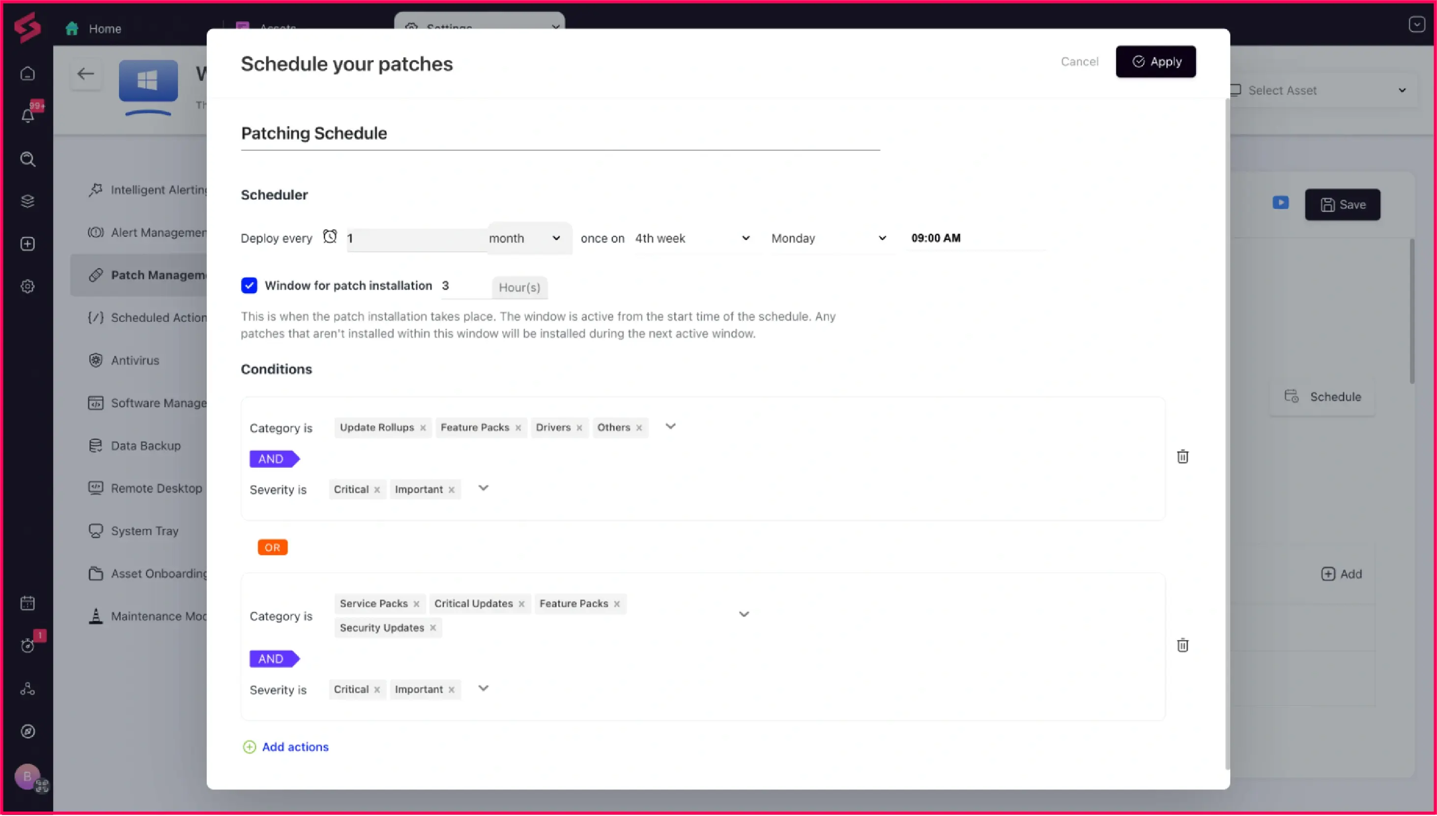 OS patching with SuperOps