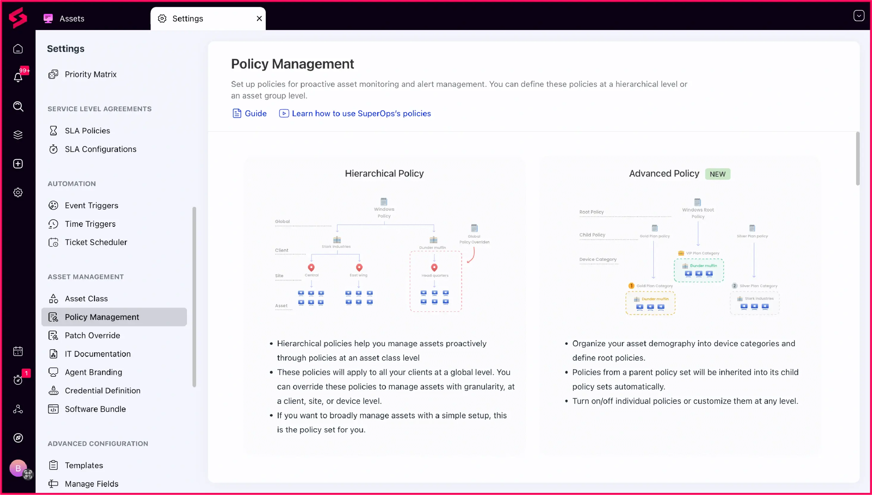 SuperOps as policy management software
