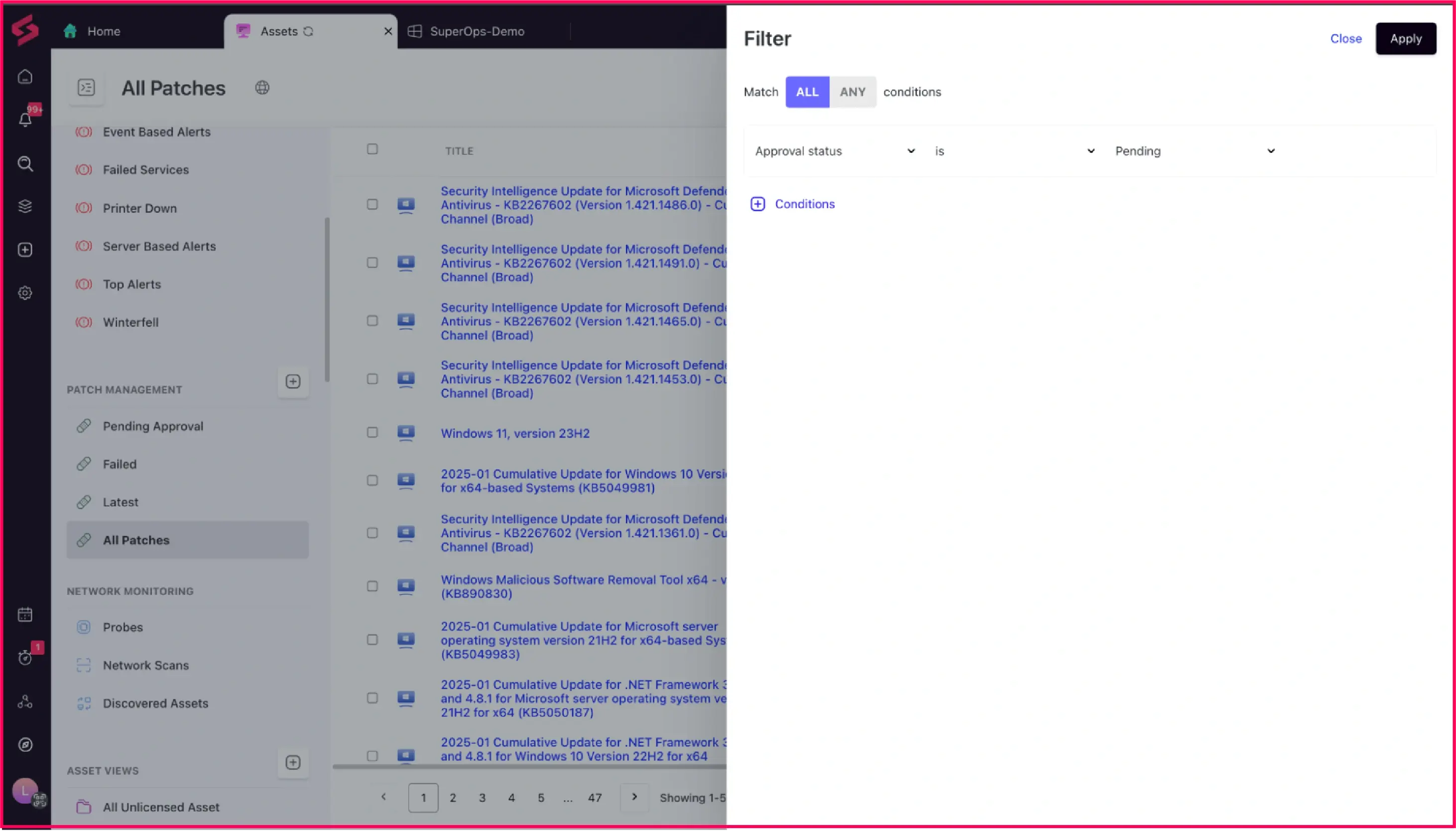 Patch compliance and reporting with SuperOps