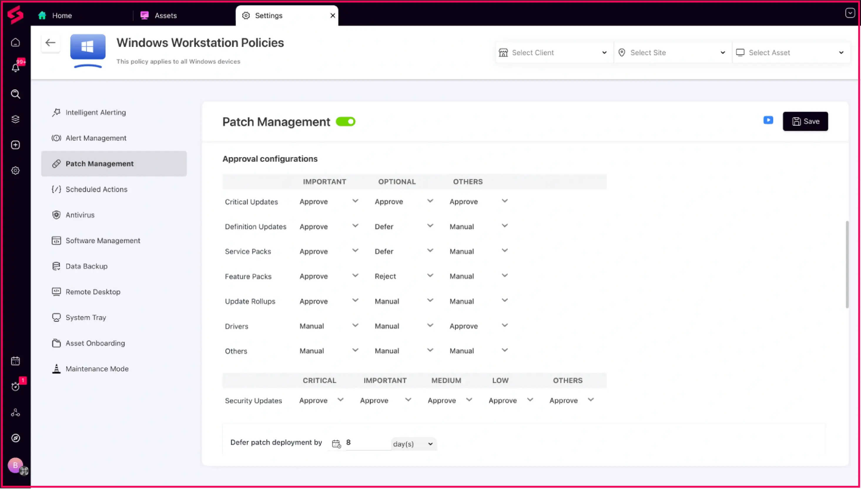 SuperOps patch management software