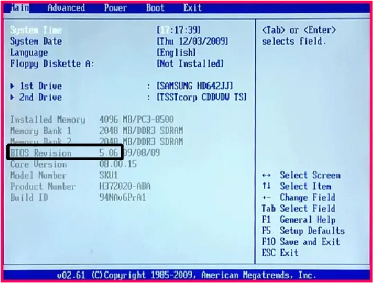 BIOS Version from BIOS_UEFI Menu