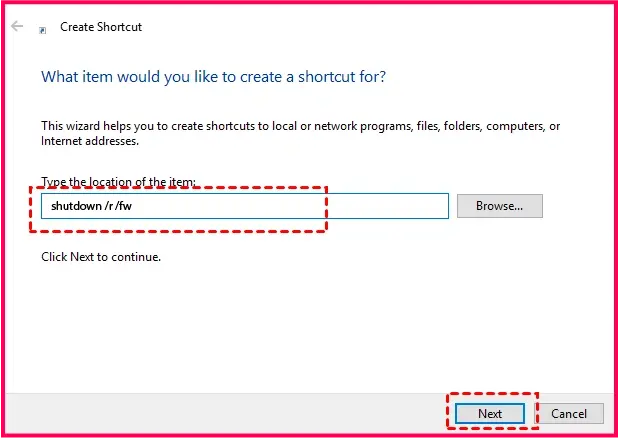 Creating a desktop shortcut to enter UEFI firmware settings