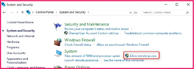 How to enable NLA via System and Security Settings