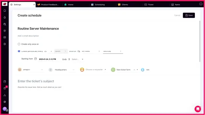 Automation feature in SuperOps PSA