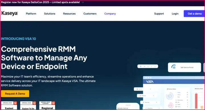 Kaseya website homepage