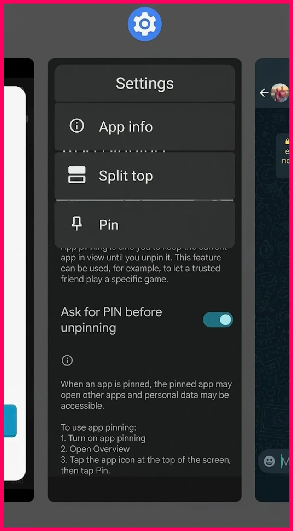 Pinning the required app