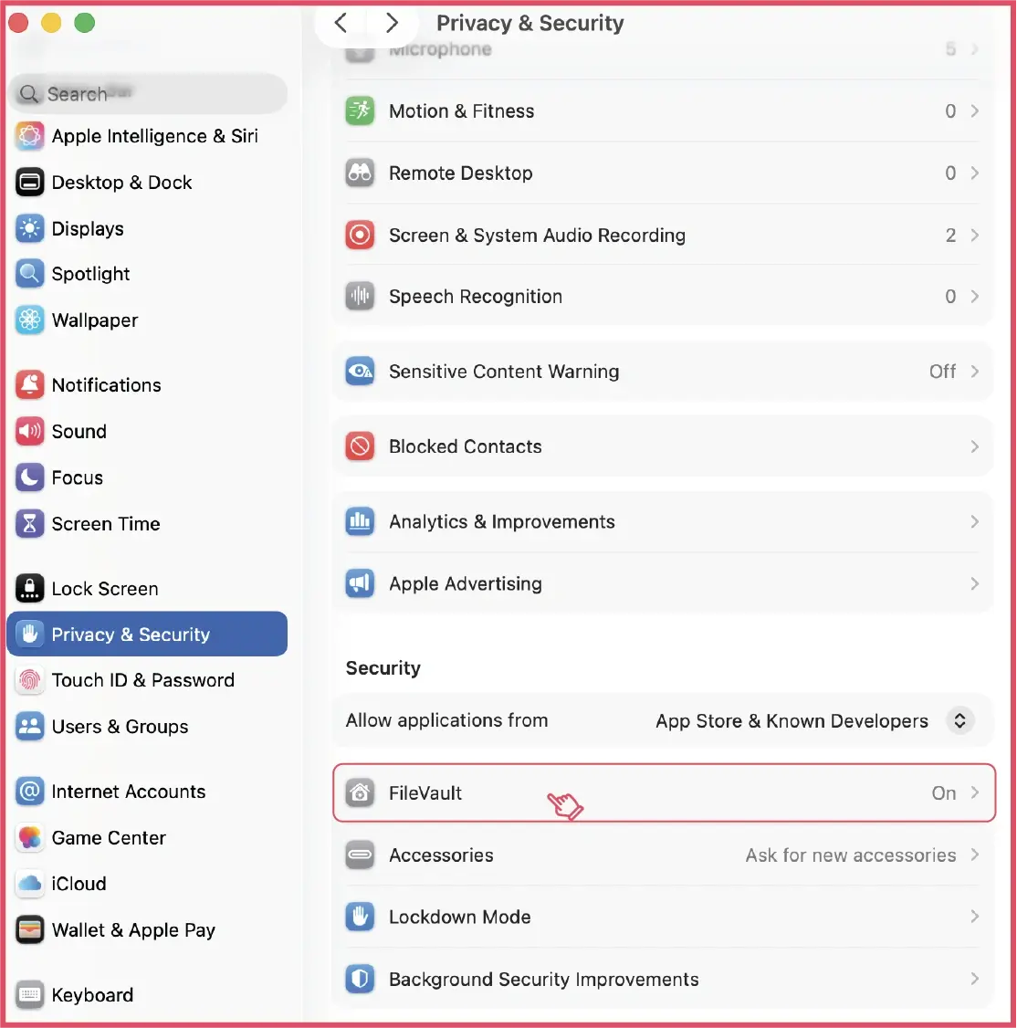 How to enable FileVault using MacOS